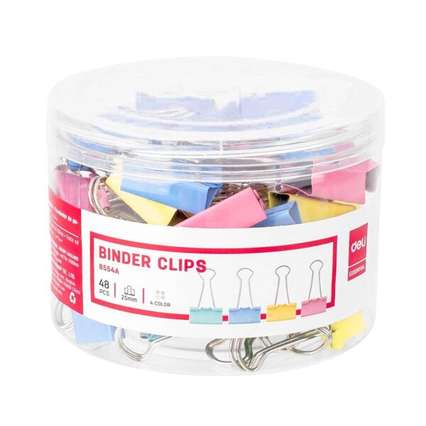 PINCE DOUBLE CLIP EN METAL COLOREE DELI E8554S 25MM