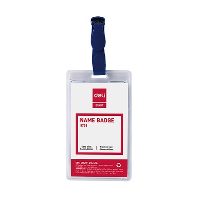 PORTE BADGE AVEC PINCE DELI 5753 54X90MM EN PLASTIQUE