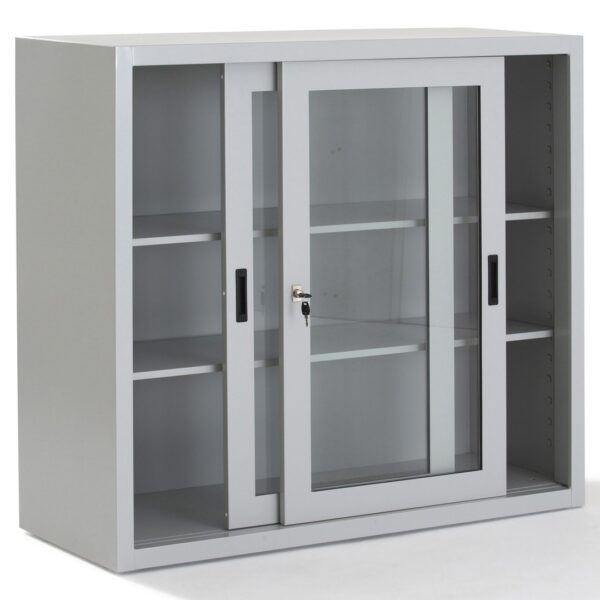 ARMOIRE KM-03 BASS METALLIQUE AVEC 2 PORTES COLLISANTE VITREES DIM:900*900*400MM